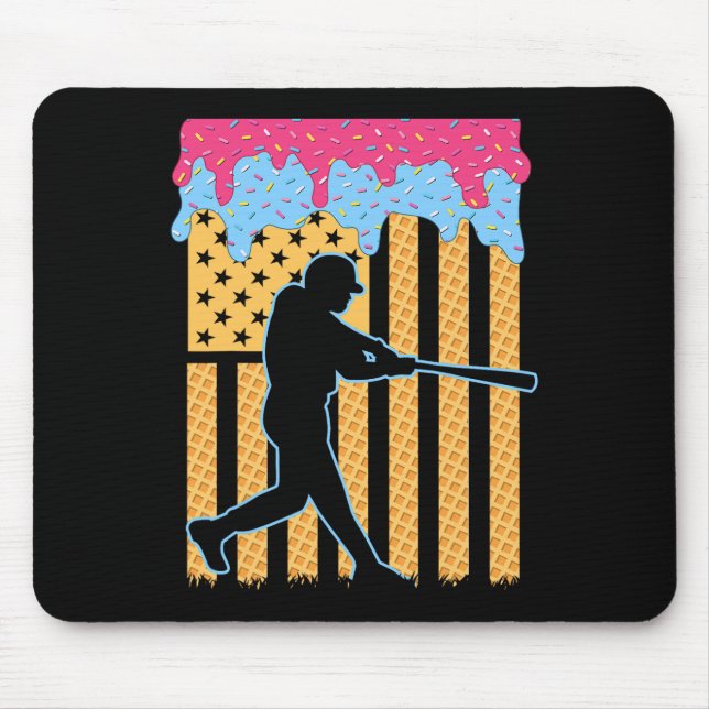 Tapis De Souris Drapeau de base-ball Bat Boys Ice Cream American F (Devant)
