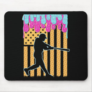 Tapis De Souris Drapeau de base-ball Bat Boys Ice Cream American F