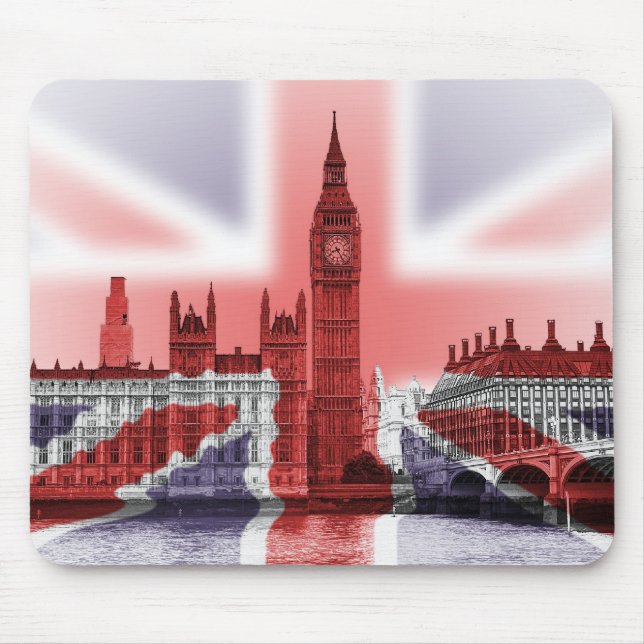 Tapis De Souris Drapeau de Big Ben Londres et d'Union Jack (Devant)