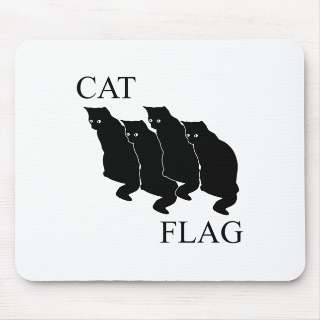 Tapis De Souris Drapeau de chat Drôle noir amusant (Devant)