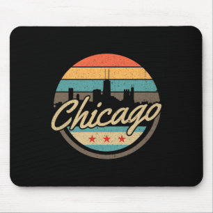 Tapis De Souris Drapeau de Chicago Skyline Vintage Illinois Usa So