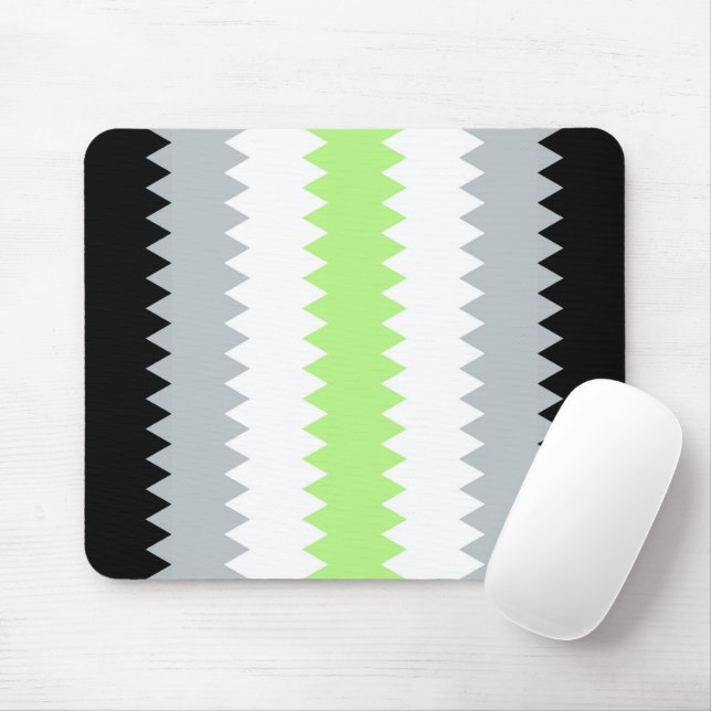 Tapis De Souris Drapeau de fierté Agender Abstrait Groovy Boho Zig (Avec souris)