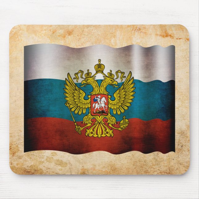 Tapis De Souris Drapeau de la Russie qui flotte (Devant)