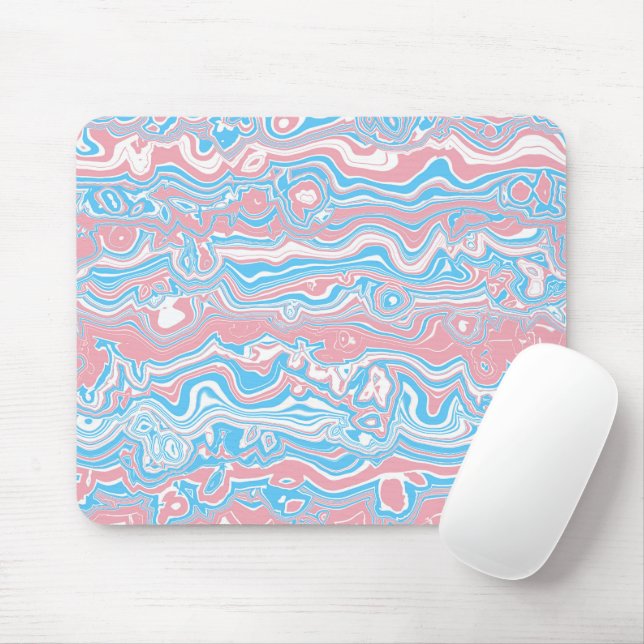 Tapis De Souris Drapeau de la Trans Pride Trippy Boho Super Wavy (Avec souris)