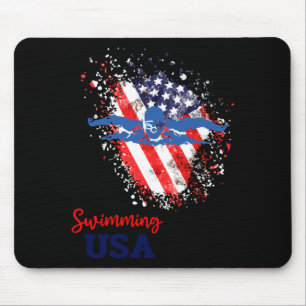 Tapis De Souris Drapeau de l'équipe de soutien de natation Nageur