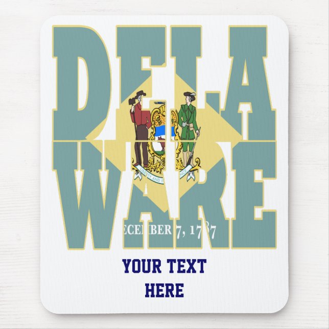 Tapis De Souris drapeau de l'État du Delaware texte (Devant)
