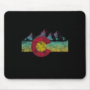 Tapis De Souris Drapeau de l'État Rétro Colorado Montagnes Rocheus