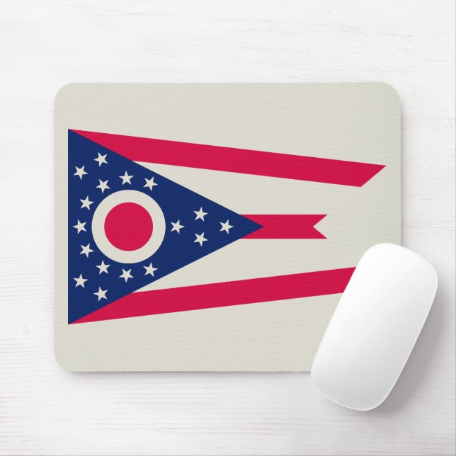Tapis De Souris Drapeau de l'Ohio : La Bannière de l'État Buckeye (Avec souris)