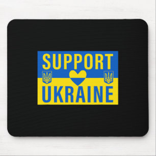 Tapis De Souris Drapeau de l'Ukraine avec un cœur de soutien