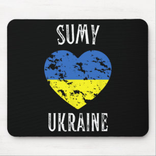 Tapis De Souris Drapeau de l'Ukraine Cœur Ville de Soumy