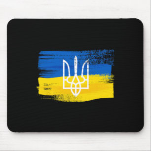 Tapis De Souris Drapeau de l'Ukraine et armoiries peintes patriote