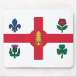 Tapis De Souris Drapeau de Montréal (Québec)<br><div class="desc">Mousepad avec le drapeau de Montréal,  la ville la plus peuplée de la province de Québec,  Canada. Drapeau blanc avec croix rouge,  pin blanc,  fleur de lys bleu,  rose rouge de Lancaster,  shamrock et chardon</div>