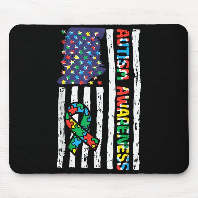 Tapis De Souris Drapeau de sensibilisation à l'autisme Ruban ASD P (Devant)