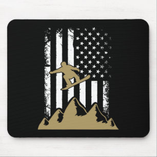 Tapis De Souris Drapeau de snowboard hiver Snowboard Sport Cadeau