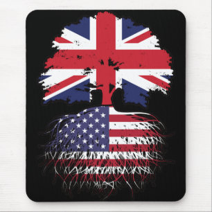 Tapis De Souris Drapeau des racines d'arbre américain britannique