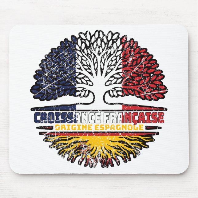 Tapis De Souris Drapeau des racines d'arbre espagnol français d'Es (Devant)