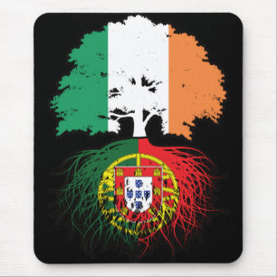 Tapis De Souris Drapeau des racines de l'arbre d'Irlande portugais