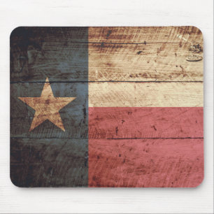 Tapis De Souris Drapeau d'état du Texas sur le vieux grain en bois