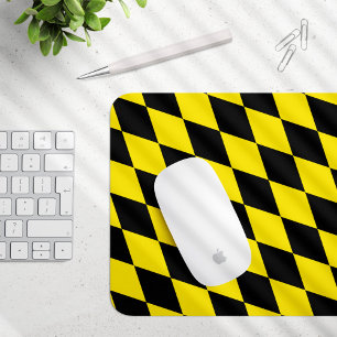 Tapis De Souris Drapeau diamant de Bavière noire et jaune Motif