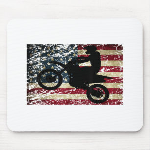 Tapis De Souris Drapeau Dirt Vélo USA Drapeau T-Shirt Motocross Dr
