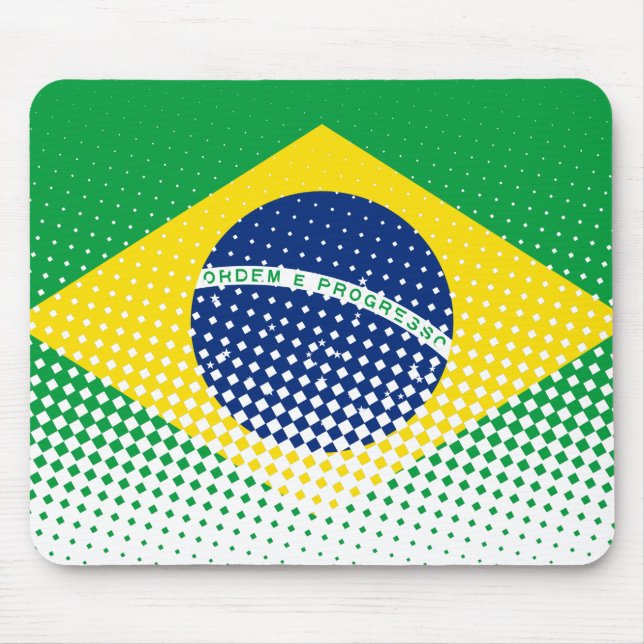 Tapis De Souris Drapeau Du Brésil Avec Effet Halftone (Devant)