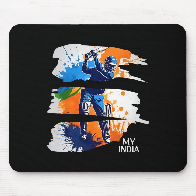 Tapis De Souris Drapeau du maillot de cricket d'Inde Cricket indie (Devant)