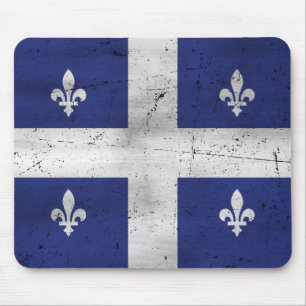 Tapis De Souris Drapeau du Québec style grunge érodé