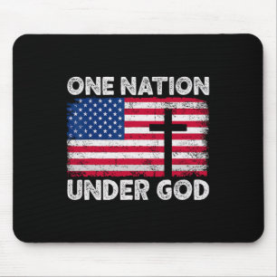 Tapis De Souris Drapeau d'une nation sous Dieu 4 juillet patriotiq