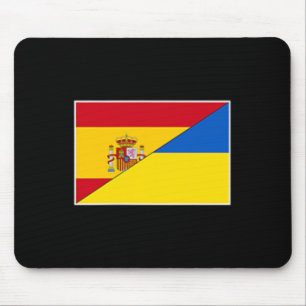 Tapis De Souris Drapeau Espagne Ukraine Espagnol Ukrainien Soutien