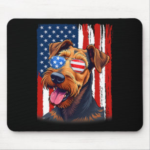 Tapis De Souris Drapeau États-Unis Amérique Airedale Terrier Chien