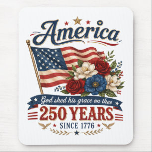 Tapis De Souris Drapeau floral 250 ans d'Amérique