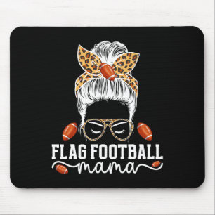 Tapis De Souris Drapeau Football Mama Messy Bun Drapeau Joueur de