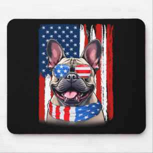 Tapis De Souris Drapeau français Bulldog America 4 juillet Usa Pat
