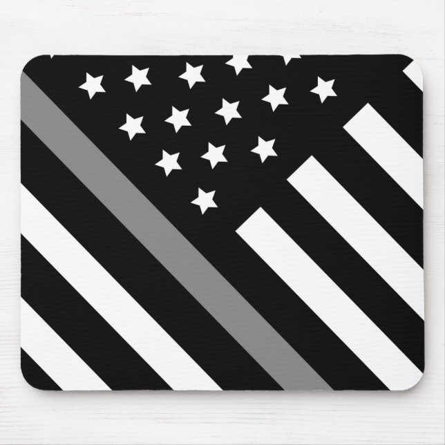 Tapis de souris drapeau gris noir de l'agent de co (Devant)