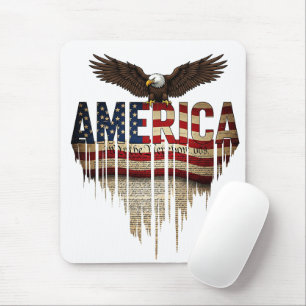 Tapis De Souris Drapeau grunge américain et aigle