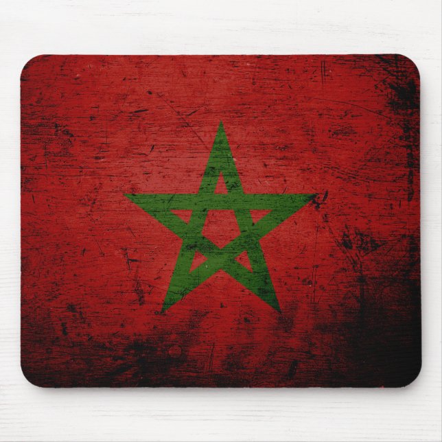 Tapis De Souris Drapeau grunge noir du Maroc (Devant)