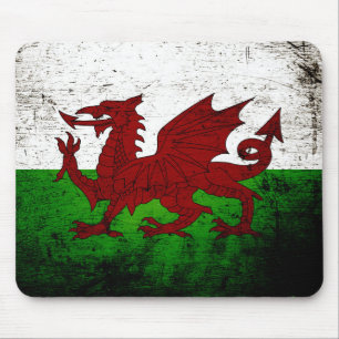 Tapis De Souris Drapeau grunge noir du Pays de Galles