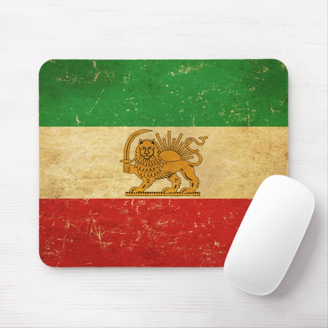 Tapis De Souris Drapeau Iran Lion et Sun Shah d'Iran (Avec souris)