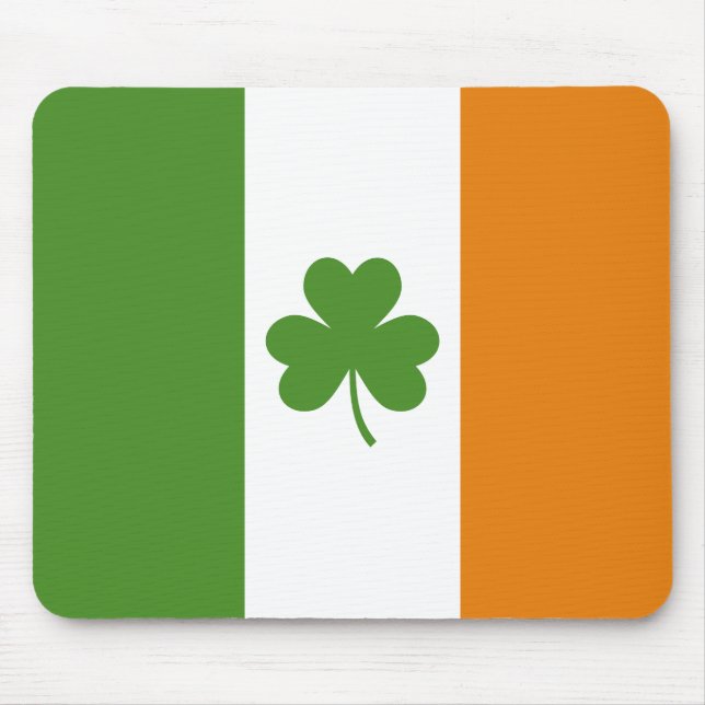 Tapis De Souris Drapeau irlandais de la Saint Patrick avec Shamroc (Devant)