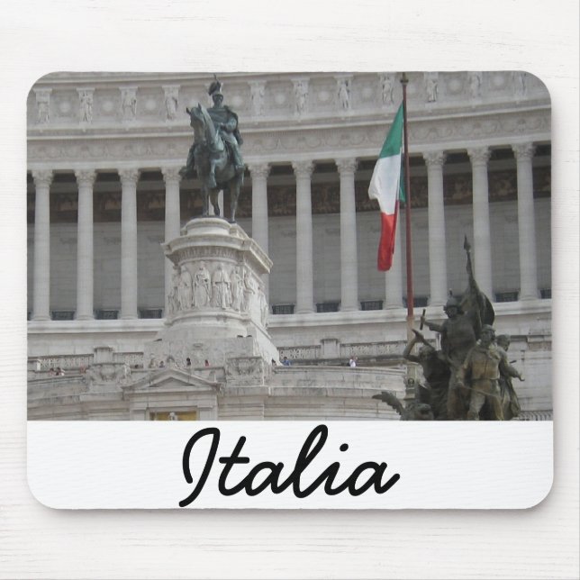 Tapis De Souris Drapeau italien à côté de la ruine romaine antique (Devant)