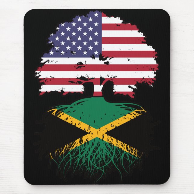 Tapis De Souris Drapeau Jamaïcain Américain USA Tree Roots (Devant)