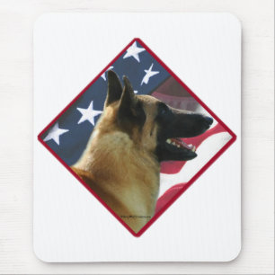 Tapis De Souris Drapeau Malinois belge ; 4 juillet Malinois, États