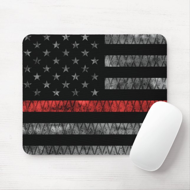 Tapis De Souris Drapeau minuscule de pompier Red Line (Avec souris)