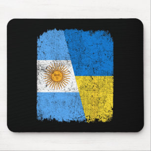 Tapis De Souris Drapeau moitié argentin moitié ukrainien Fierté du