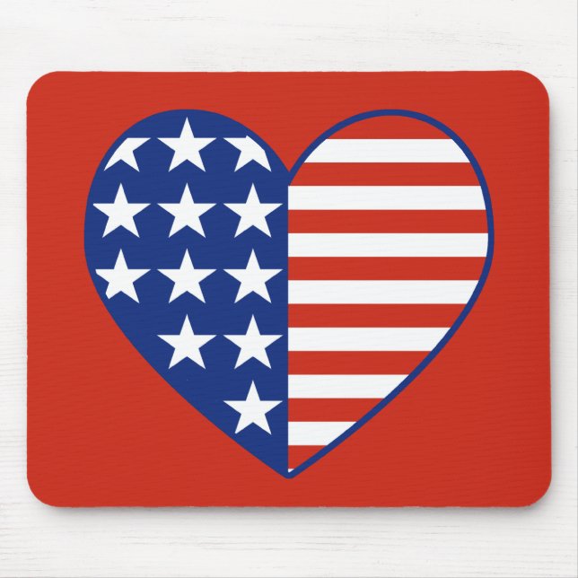 Tapis De Souris Drapeau Mousepad de coeur des Etats-Unis (Devant)