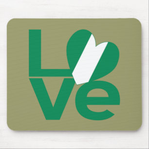 Tapis De Souris Drapeau nigérian en forme de coeur avec LOVE vert