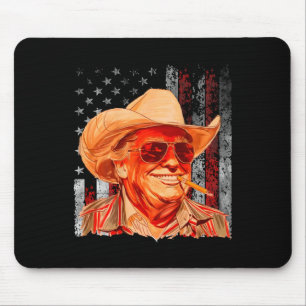 Tapis De Souris Drapeau occidental Trump Cowboy Américain Vintage 