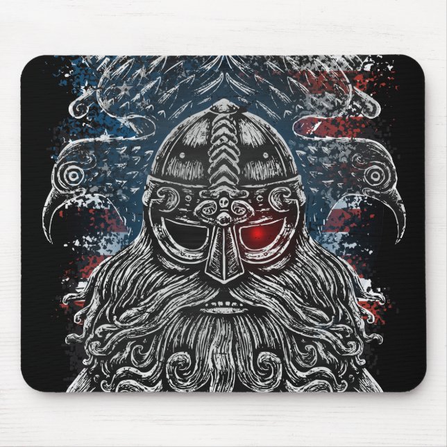Tapis De Souris Drapeau Odin corbeaux et épées Viking Mythologie U (Devant)
