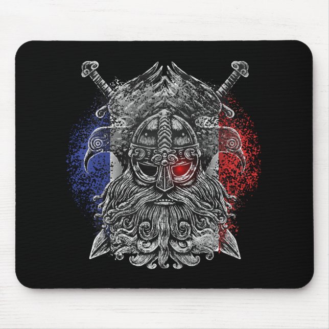 Tapis De Souris Drapeau Odin ravens épées Viking Mythologie (Devant)