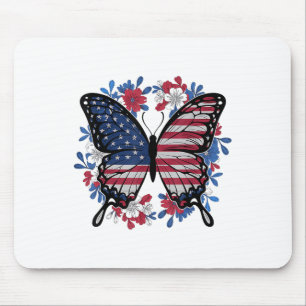 Tapis De Souris Drapeau papillon américain Patriotique 4 juillet